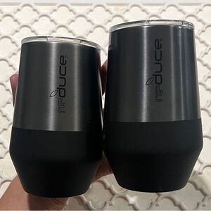 Reduce Black Insulated Wine Tumblers Set of 2